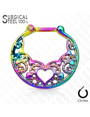 Piercing septum coeur acier chirurgical doré