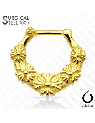 Piercing septum fleurs acier chirurgical doré