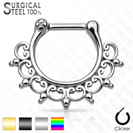 Piercing septum tribal dentelle acier chirurgical argenté