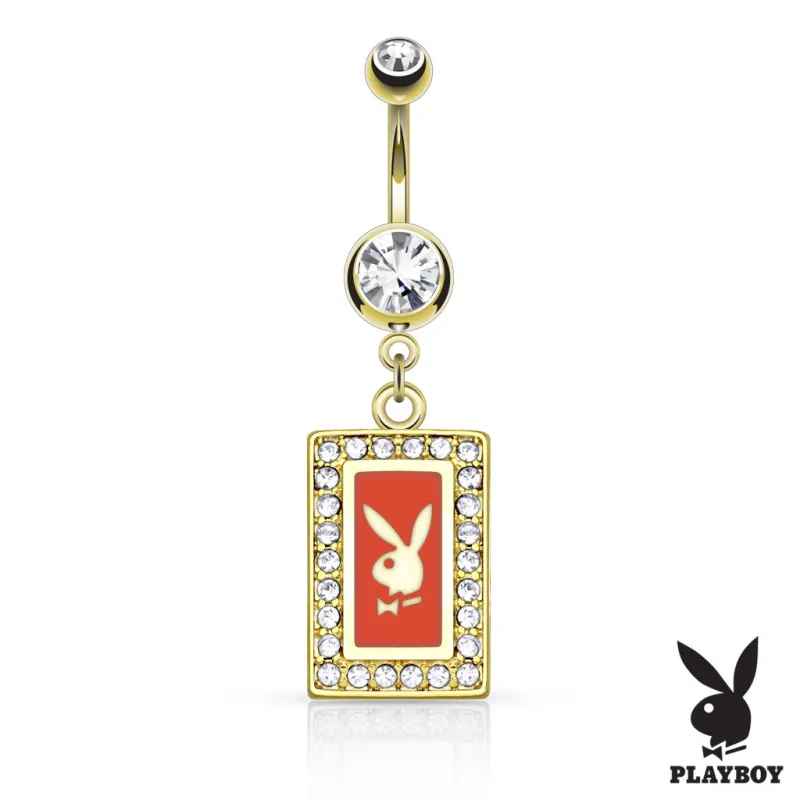 Piercing nombril Playboy cadre plaqué or