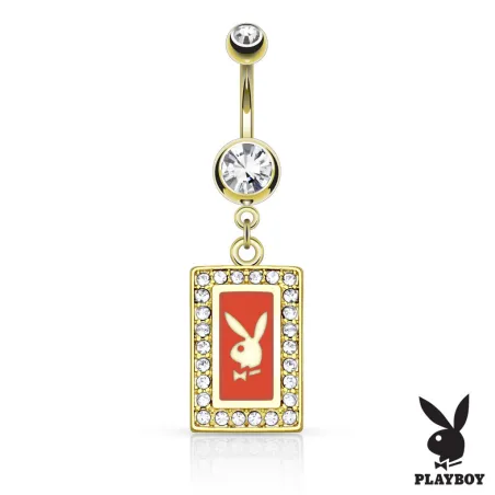 Piercing nombril Playboy cadre plaqué or blanc