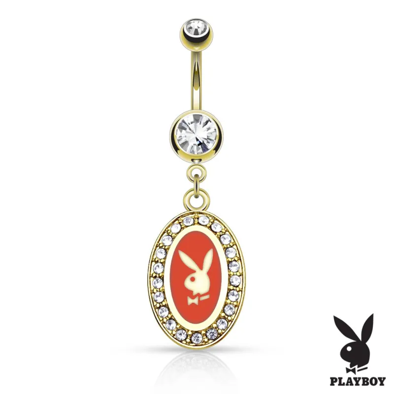 Piercing nombril Playboy médaillon plaqué or