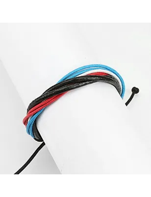 Bracelet homme cuir rouge blanc bleu noir