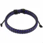 Bracelet homme carreaux cuir noir et bleu