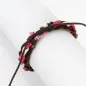 Bracelet cuir marron cordes roses