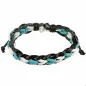 Bracelet homme cuir noir cordes bleues