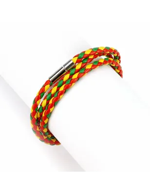 Bracelet cordes rouge vert jaune