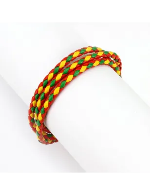 Bracelet cordes rouge vert jaune