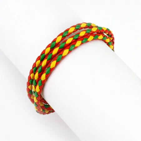 Bracelet cordes rouge vert jaune