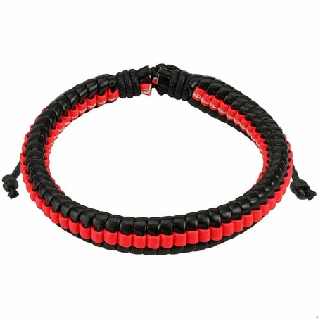 Bracelet homme cuir noir et rouge