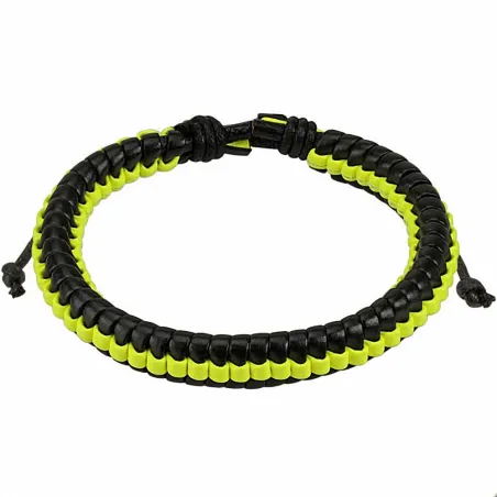 Bracelet homme cuir noir et jaune