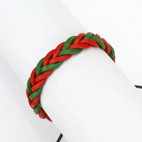 Bracelet homme cuir rouge et vert