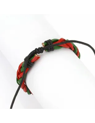 Bracelet cuir rouge et vert