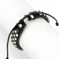 Bracelet homme damier cuir noir et blanc