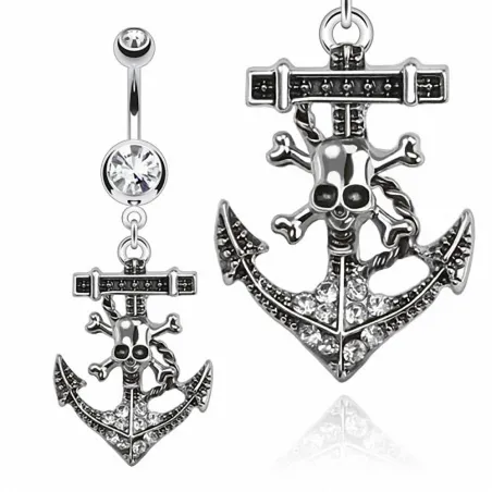 Piercing nombril ancre marine pirate