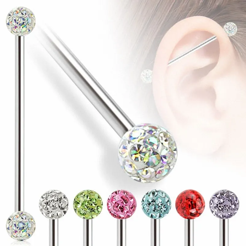 Piercing industriel oreille crystal ferido