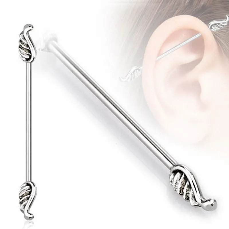 Piercing industriel oreille ailes d'ange