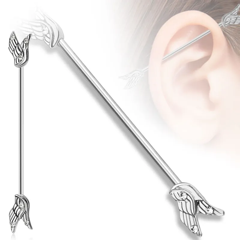 Piercing industriel oreille angel wings