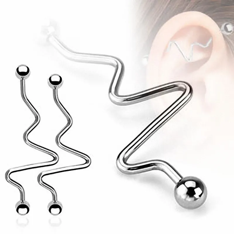 Piercing oreille Industriel ZigZag Boules