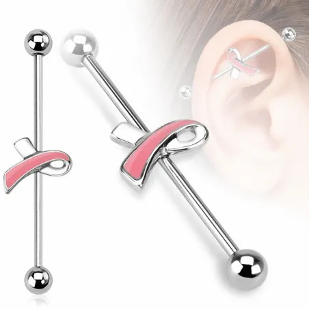 Piercing industriel ruban rose