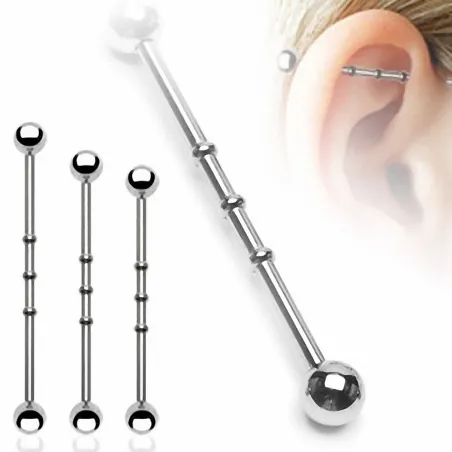 Piercing oreille Industriel "Notch" Boules