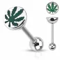 Piercing langue Barbell Feuille de Cannabis