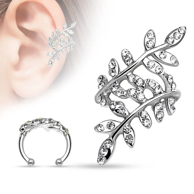 Faux piercing d'oreille feuilles