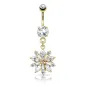 Piercing nombril plaqué or pendentif fleur