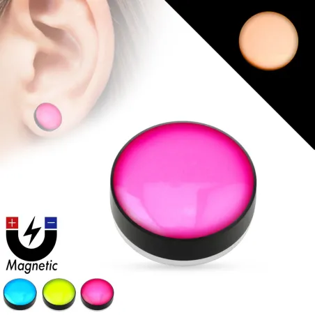 Faux piercing plug magnétique glow in the dark