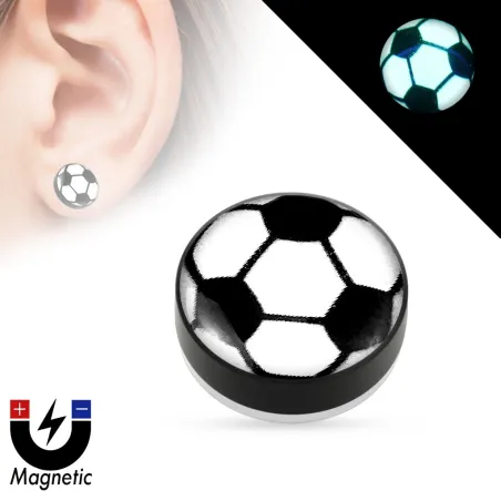 Faux piercing plug magnétique glow in the dark ballon de foot