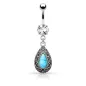 Piercing nombril larme turquoise