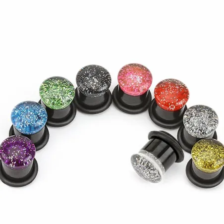 Piercing plug acrylique paillettes