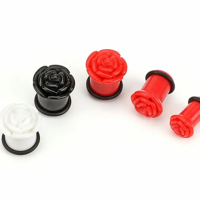 Piercing plug acrylique rose sculptée