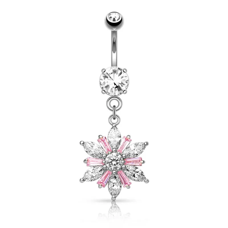 Piercing nombril pendentif fleur gemmes