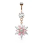 Piercing nombril or rose pendentif fleur gemmes