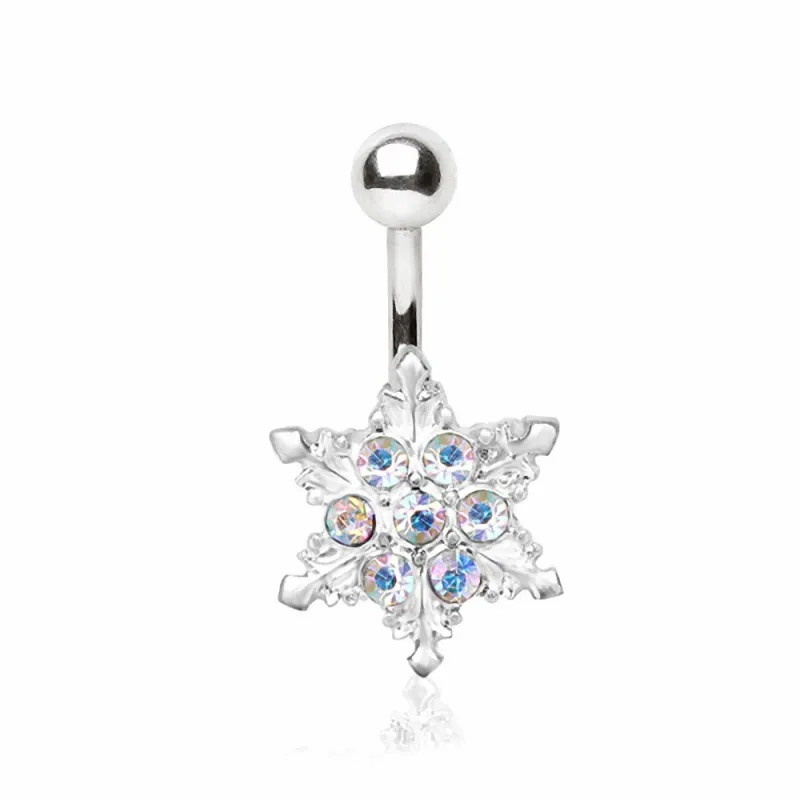 Piercing nombril flocon de neige