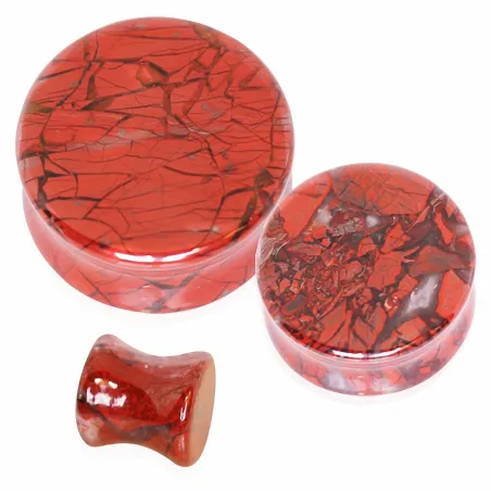 Piercing plug pierre jaspe rouge breschia