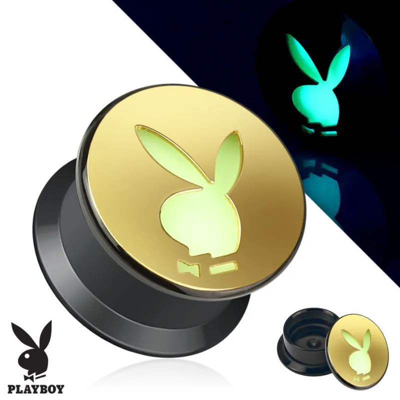 Piercing plug acrylique doré Playboy