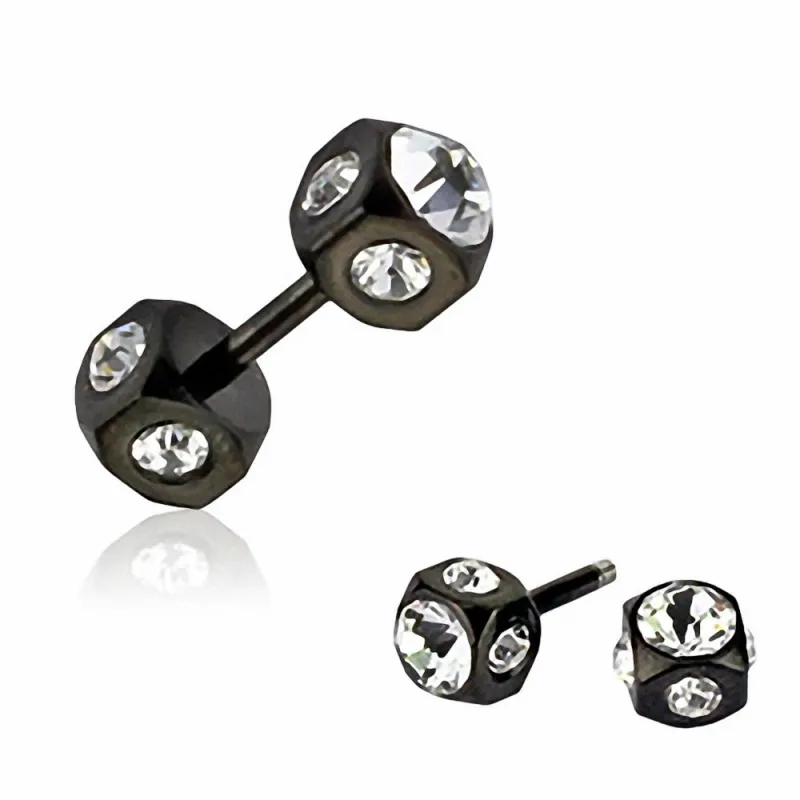 Piercing faux plug noir strass