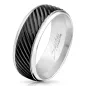 Bague homme acier rainures noir