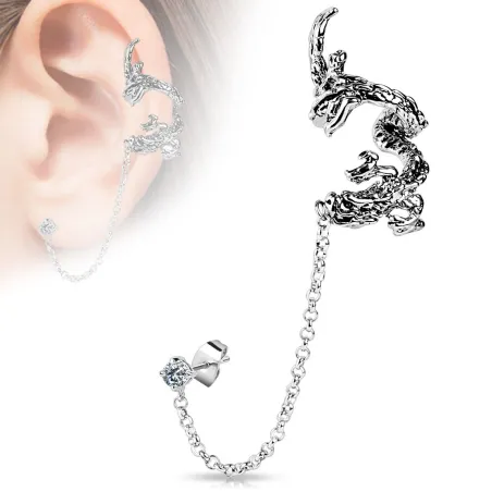 Boucle d'oreille chaine dragon