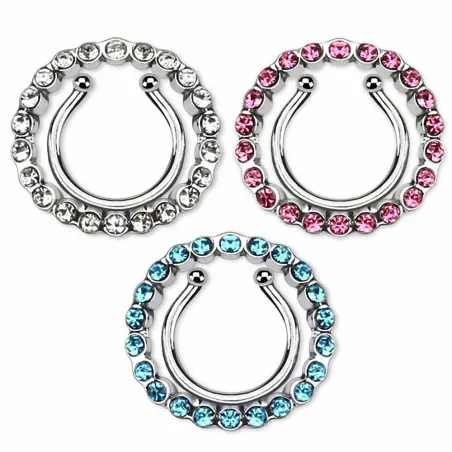 Faux piercing téton cercle strass