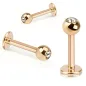 Piercing oreille labret plaqué or rose gemme