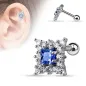 Piercing oreille cartilage carré bleu saphire