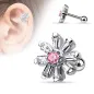 Piercing oreille cartilage fleur rose