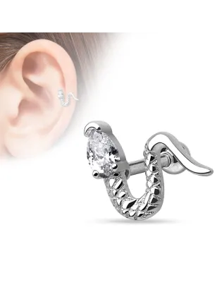 Piercing oreille cartilage serpent strass