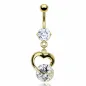 Piercing nombril Plaqué Or Coeur Solitaire