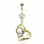 Piercing nombril plaqué or coeur gemme solitaire