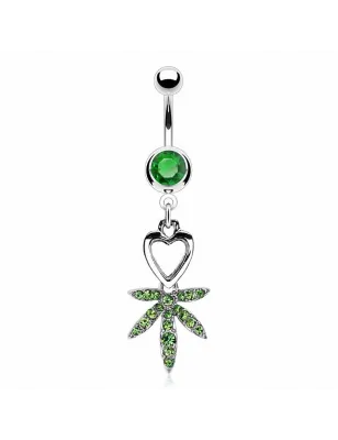 Piercing nombril Coeur Cannabis