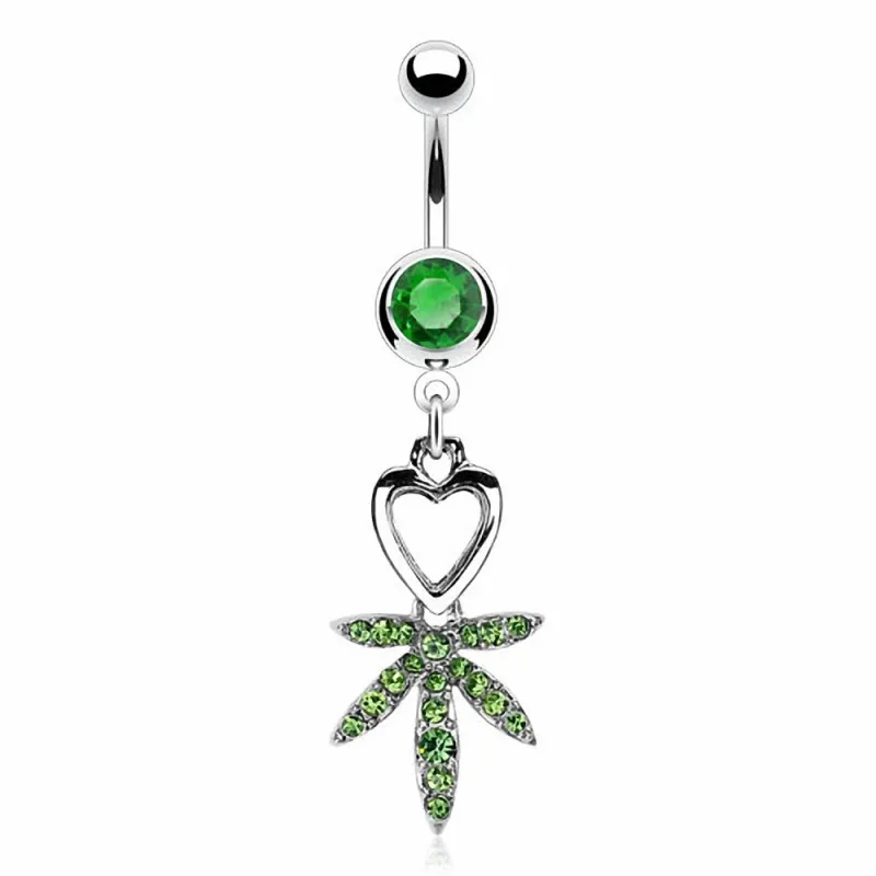 Piercing nombril Coeur Cannabis